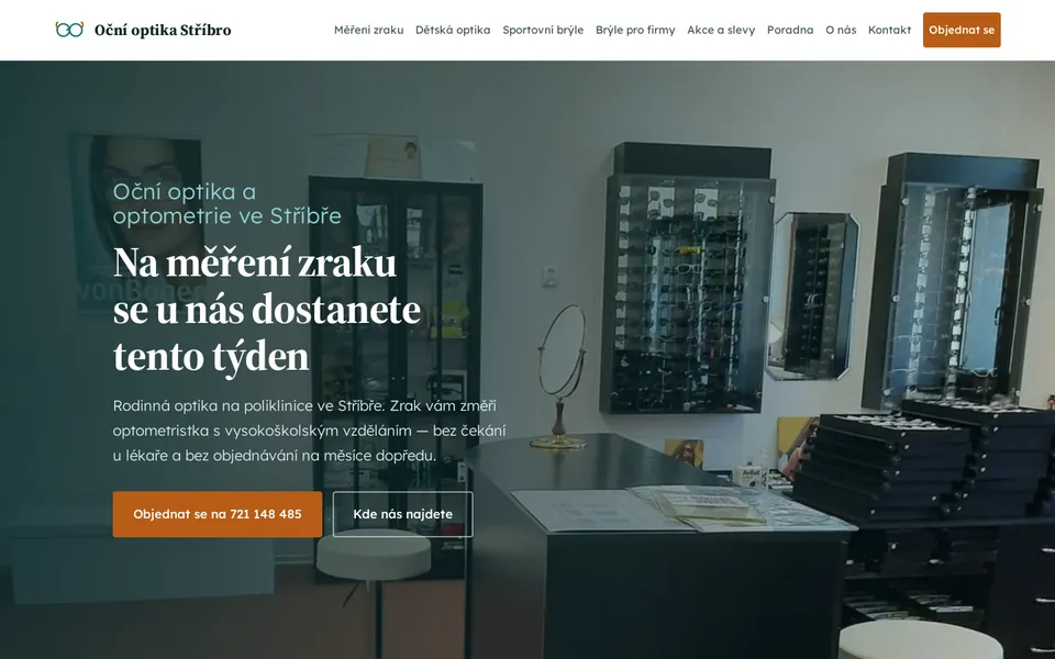Web Oční optiky Stříbro, který jsme postavili